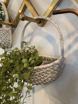 Pair Of White Hanging Baskets