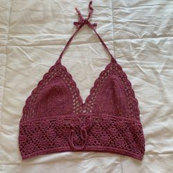 Forever 21 Purple/Pink Knit Halter Crop Top
