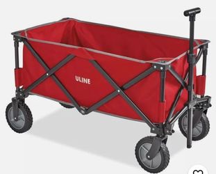 Uline Utility Wagon Quad Folding Pack and Play with rubber wheels