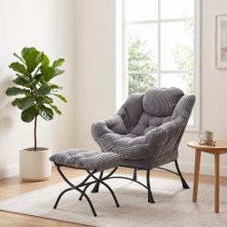 Homy Casa Cyrene Lazy Chair with Ottoman Modern Lounge Accent Chair for Living Room, Bedroom, Small Space Open Box