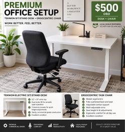 Teknion Sit/Stand Desk + Ergocentric Chair