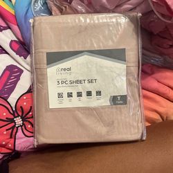 Khaki Colored 3 Piece Twin Sheet Set