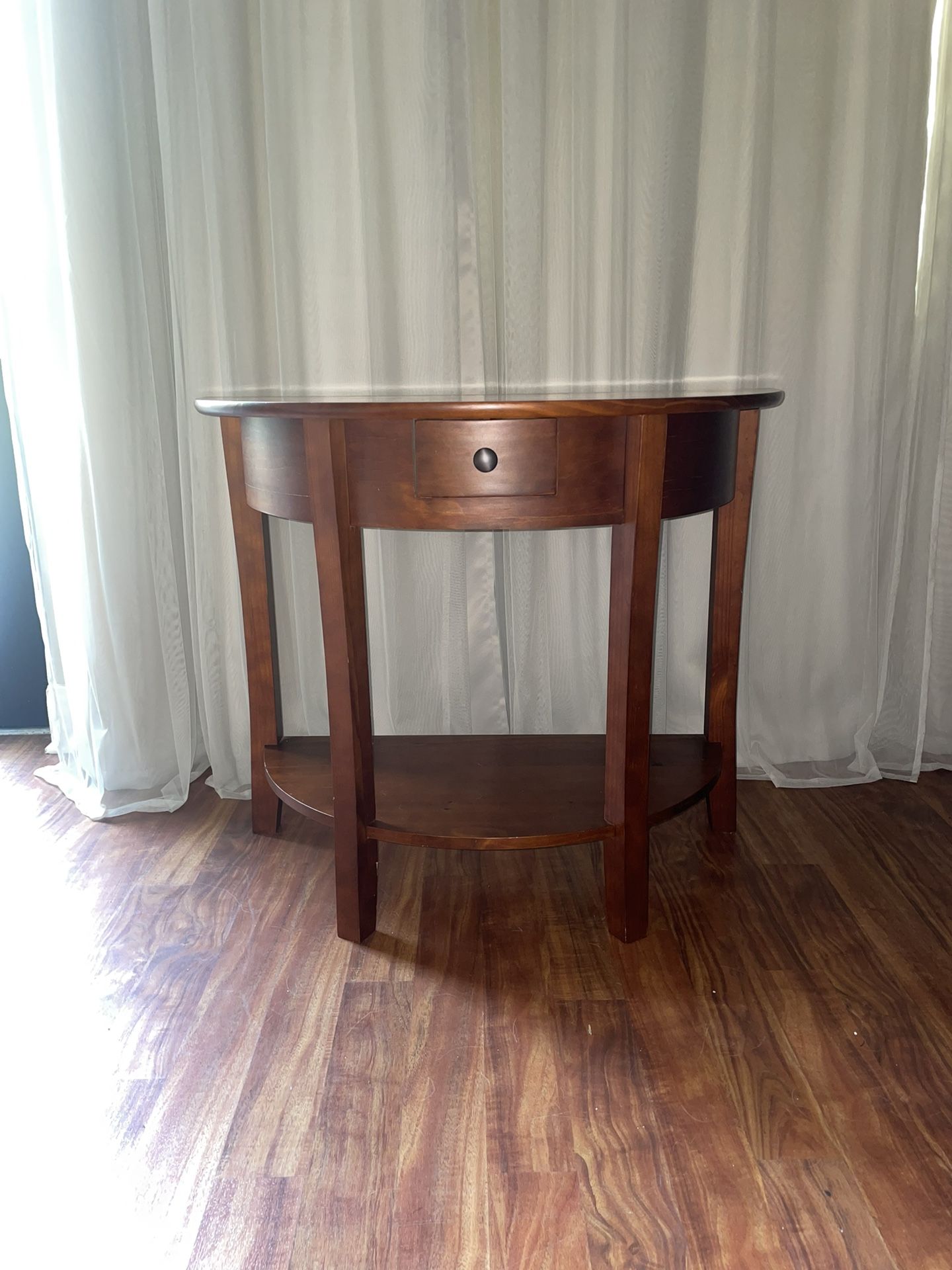 3' Wide Semi Circle Oak Accent Table