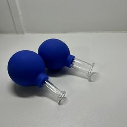 Facial Silicone Vacuum glass Massage blue