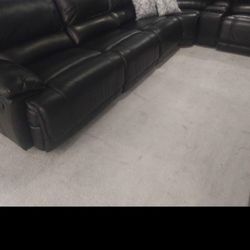 SECTIONAL GENUINE LEATHER RECLINER ELECTRIC ⚡ BLACK COLOR.. DELIVERY SERVICE AVAILABLE 💥🚚💥