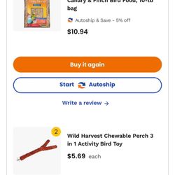 new bird seeds and stick 