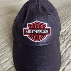 Harley Davidson, Genuine All Leather Adjustable Baseball Cap Brand New