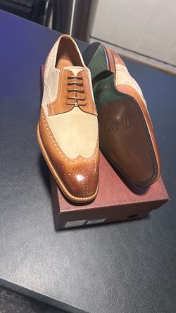 Mezlan Giambi Two-Tone Spectator Dress Shoes (Camel / Bone) - Men's Size 10 M