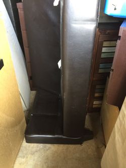 Leather sofa dark brown. 8ft missing bottom cushions!