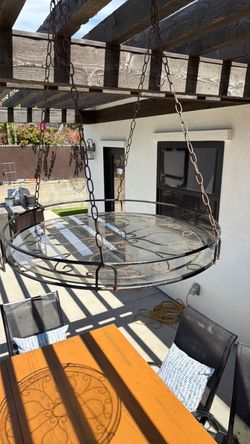 Round Wrought Iron Hanging Chandelier Tray