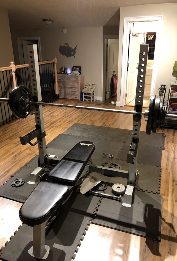 Fitness gear Olympic pro bench w/300+ weights for Sale in Lawrenceburg