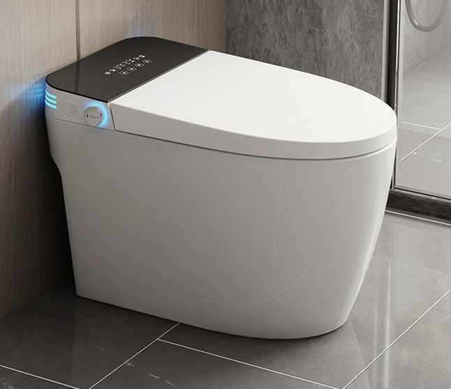 Simple Floor Mounted Elongated Siphon Jet One-Piece Toilet 16" Rough in Size with Synthetic Antimicr