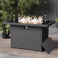 44-Inch Propane Gas Rectangle Fire Pit Table 55000 BTU Firepits for Outside 