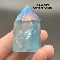 Aqua Aura Genuine Quartz Obelisk/Point 53.6g