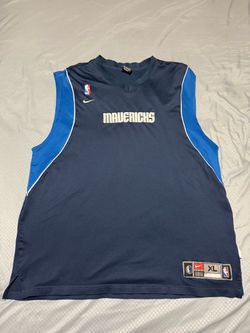 Vintage Nike Team Dallas Mavericks Shooting Shirt NBA Warmup Navy Blue Y2K Sz XL