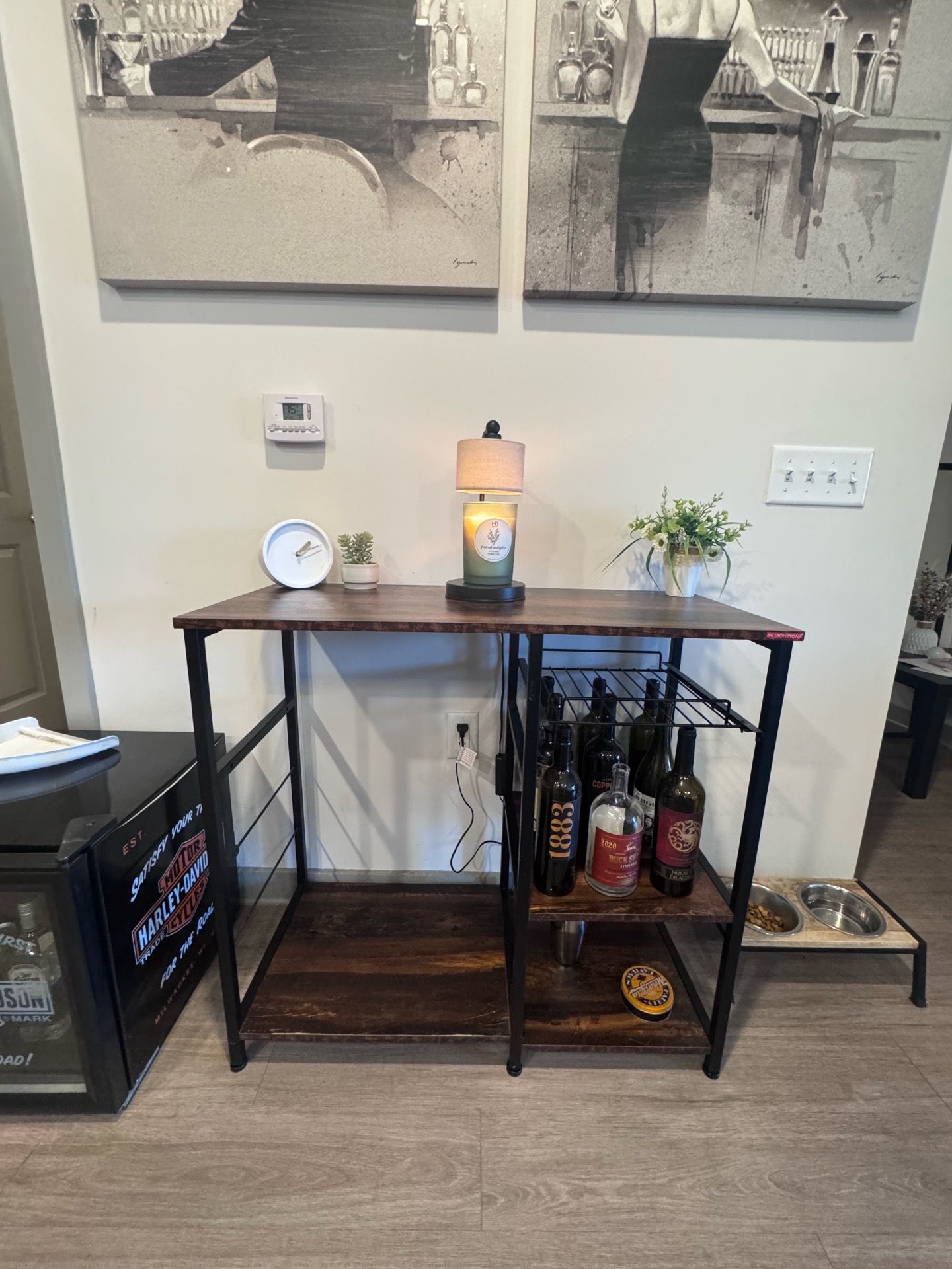 Rustic metal and wood kitchen cart