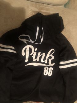 Pink 86 Black & White Hoodie-Size Small