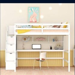 Harper And bright 4 In 1 Bed, Bookshelf, Desk And Storage Staircase!!