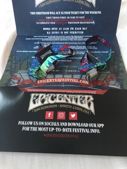 Epicenter Wknd Wristbands All 3 Days & Camping Area wknd pass