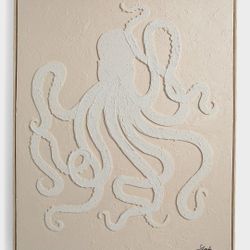 Sandy Textured Octopus Weathered White Wall painting by COLLEEN KARIS DESIGNS. New in box.
