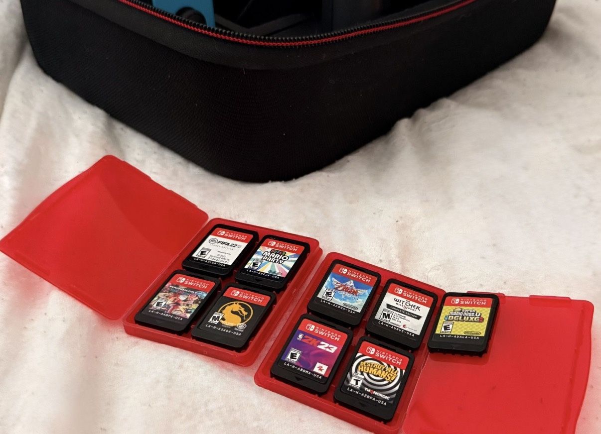 Nintendo switch The Best Games like new ex. Mario Kart, Legend of Zelda, 2 remote controls, storage bag, hdmi hub & more