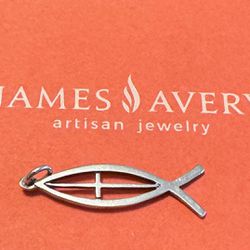 James Avery Retired 925 Silver Ichthus Fish Cross Charm/Pendant