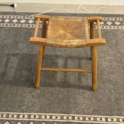 Wooden Stool with Woven Seat