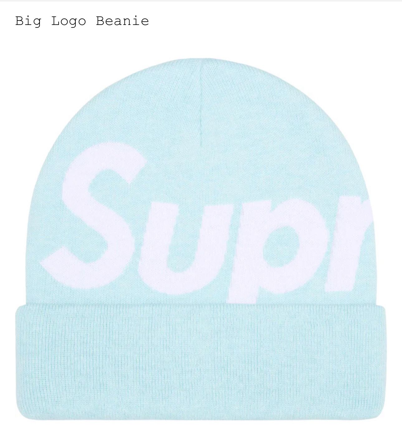 Supreme Light Blue Big Logo Beanie