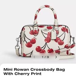 New Coach MINI White and Red Satchel/Crossbody Bag with Cherry Print
