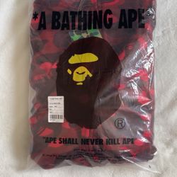 Zip Up Bape Red Hoodie SMALL