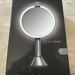 Simplehuman 8" Round Sensor Makeup Mirror with Touch-Control Brightness 5X NIB