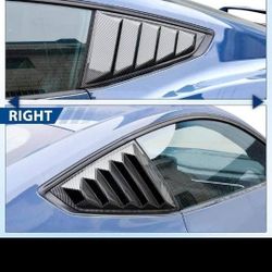 Side Window Louver for Mustang 2024 2025, Carbon Fiber GT Lambo Style Rear Quarter Windshield Sun Shade Cover Side Window Scoop Louvers for Ford Musta