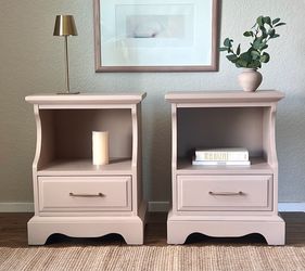 Pair of Refinished Nightstands - Drawer & Open Shelf