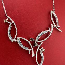 New 925 Sterling Silver Multi Stone Color Necklace 