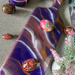 Purple And Gold Resin Board Acacia Wood 