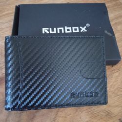 RUNBOX SLIM WALLET MENS MINIMALISTA LEATHER BIFOLD RFID BLOCKING CARD HOLDER