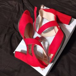 Suede Red Heels