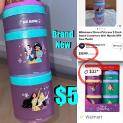 $5 Disney Princess 👑 Brand New Whiskware Food/Snack containers Pack Lunch Set,safe materials