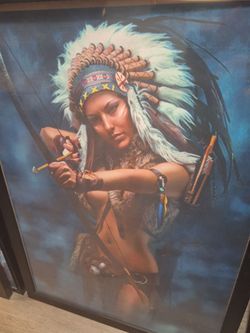 Framed Canvas Print female archer