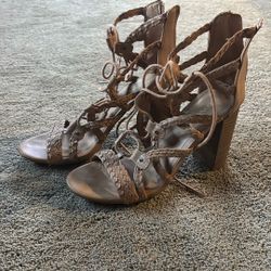 Merona Target Kolbi Heeled Sandals Lace up Taupe