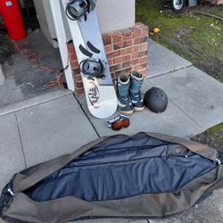 Snowboard, Boots, Helmet, Goggles, Storage Bag