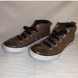 Converse Junior Chuck Taylor All Star Brown Leather Hi Top 640528C Size 4