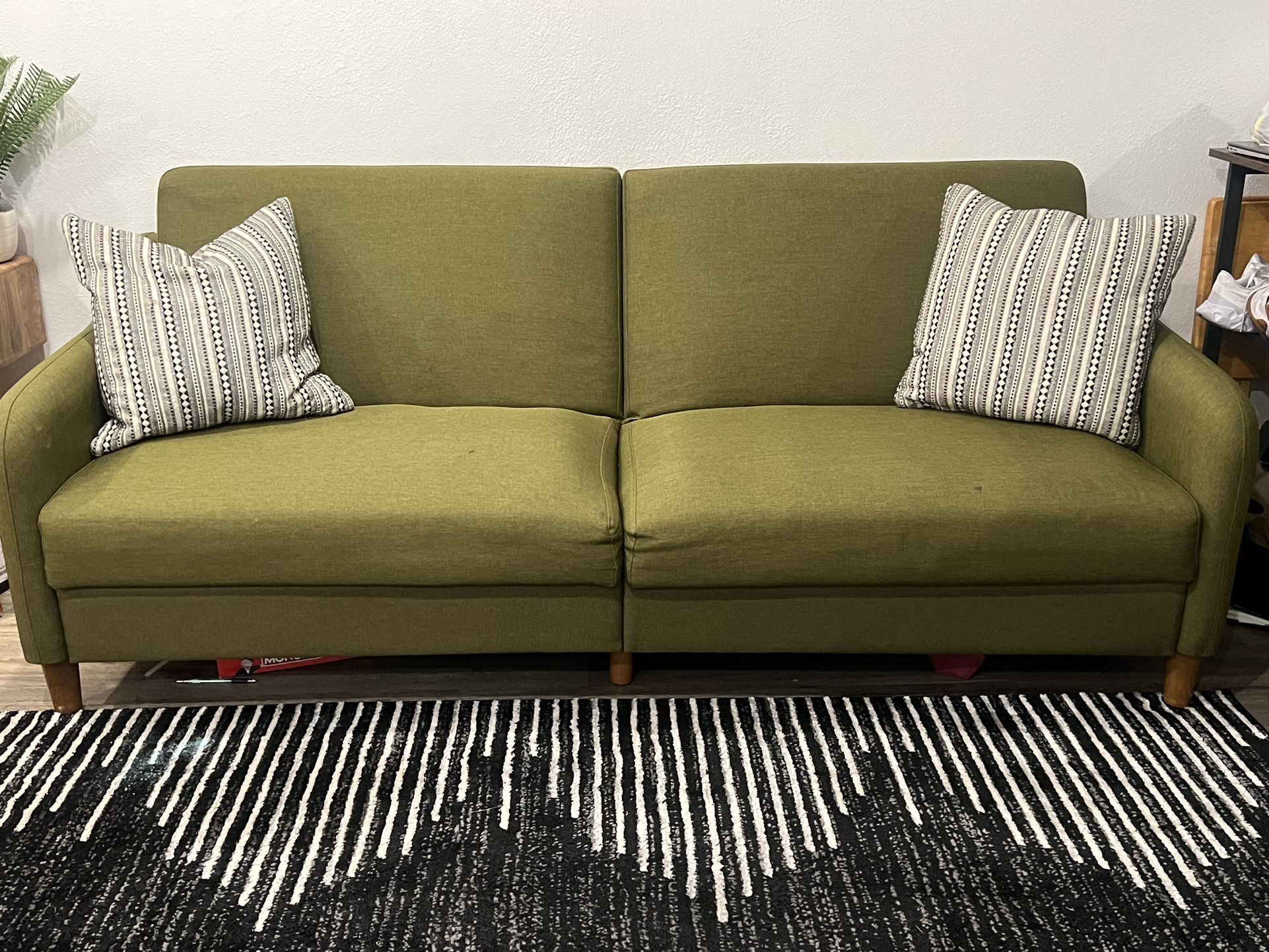 Olive Green Pull Out Sofa Couch Futon