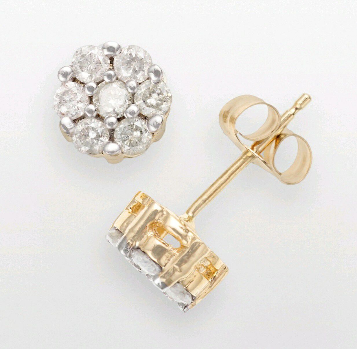 (Shipped Only) 10k Diamond Cluster Stud Earrings