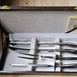 Vintage, Samurai, Cutlery, 4-Piece Carving Set, Japan, With Vintage Case