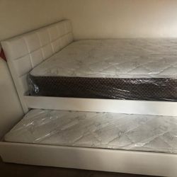 Full Over Twin Trundle Bed With Bamboo Mattresses Only