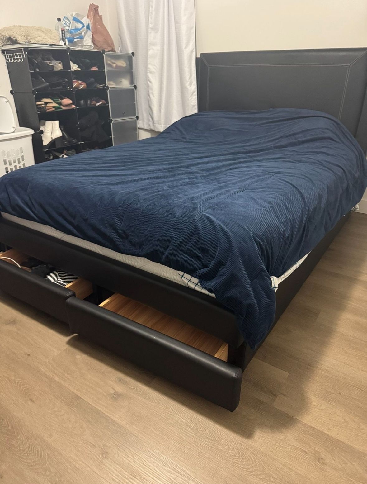 Selling Queen Bed With Drawers And Queen Mattress Excellent Condition
