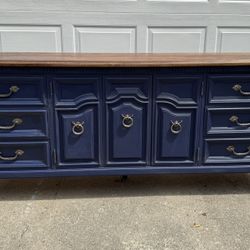 Refurbished Navy And Bronze Thomasville Buffet Sideboard Dresser 
