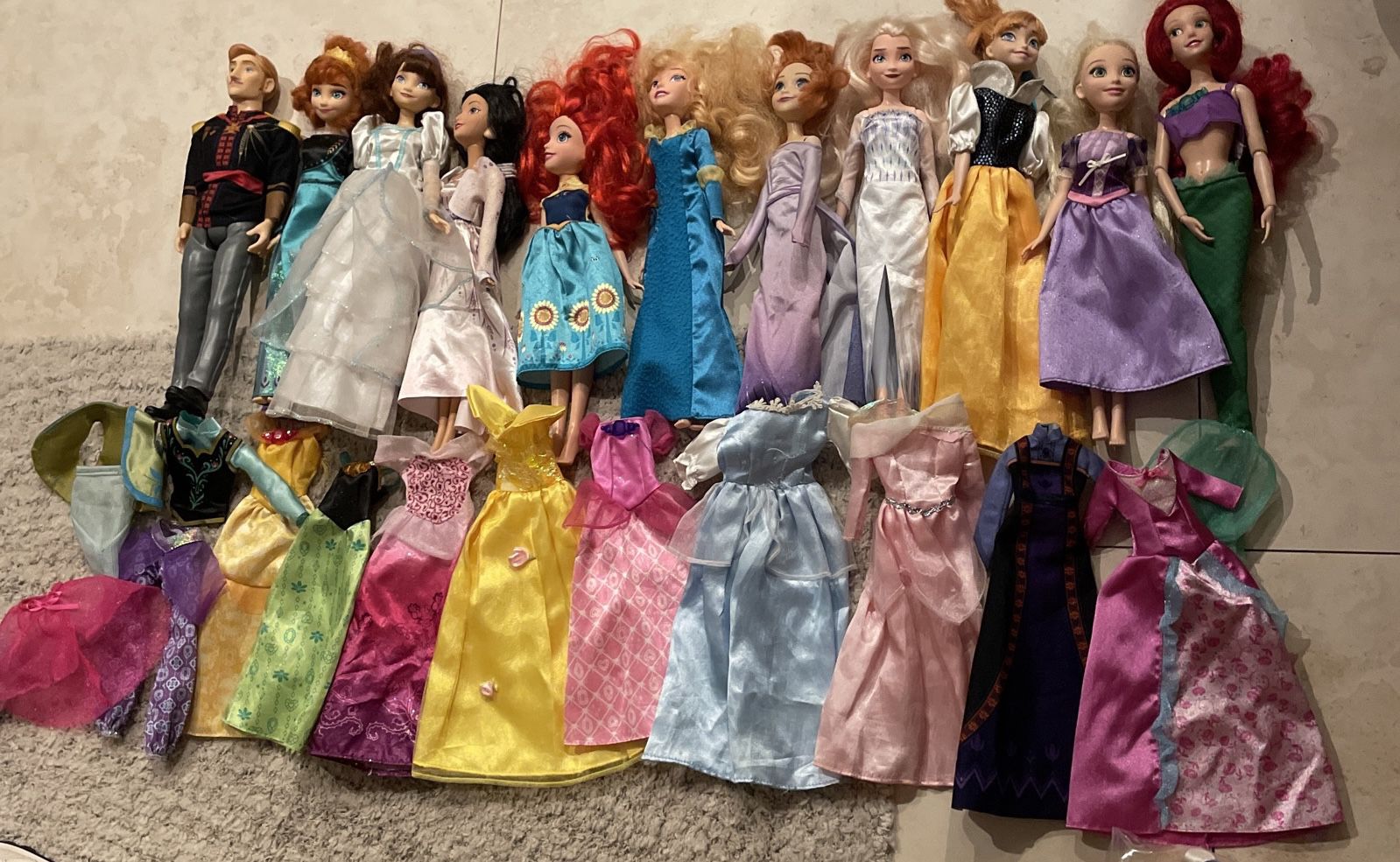 Barbie Princess Prince Children Disney Fairytale Dolls LOT OF 11 With Clothing