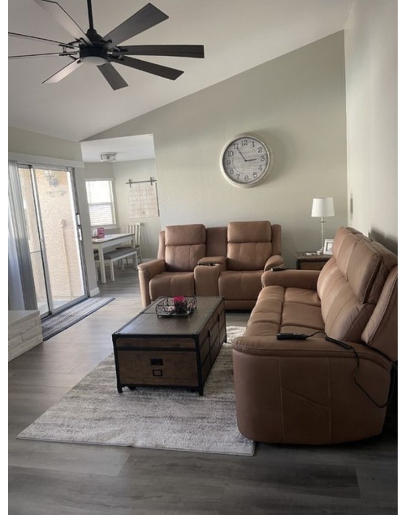 Reclining Sofa & Console Loveseat Set with Massage